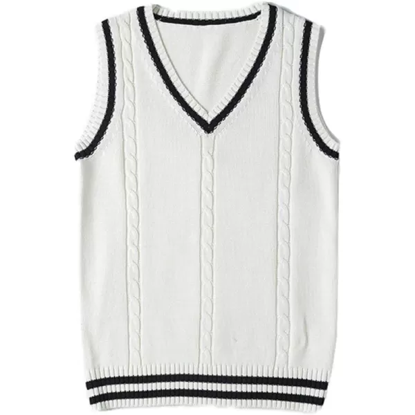 Gihuo Women's V Neck Trendy Sweater Vest Cable Knit Sleeveless Sweater Vest Houndstooth Sweater Vest