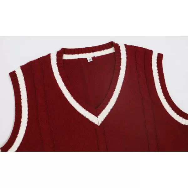 Gihuo Women's V Neck Trendy Sweater Vest Cable Knit Sleeveless Sweater Vest Houndstooth Sweater Vest