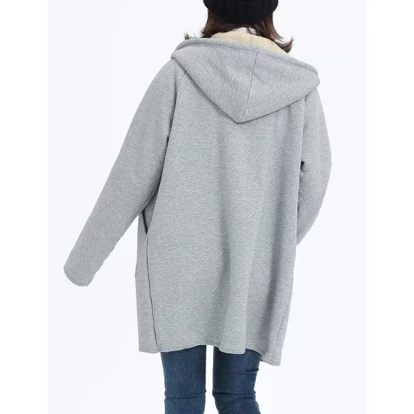 Gihuo Women's Winter Coat Sherpa Lined Zip Hoodie Long Sweatshirt