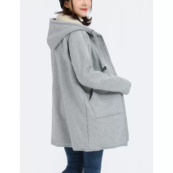 Gihuo Women's Winter Coat Sherpa Lined Zip Hoodie Long Sweatshirt