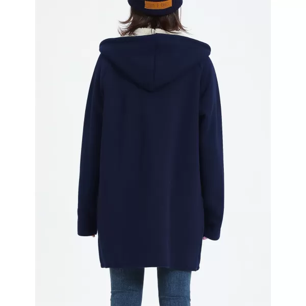 Gihuo Women's Winter Coat Sherpa Lined Zip Hoodie Long Sweatshirt