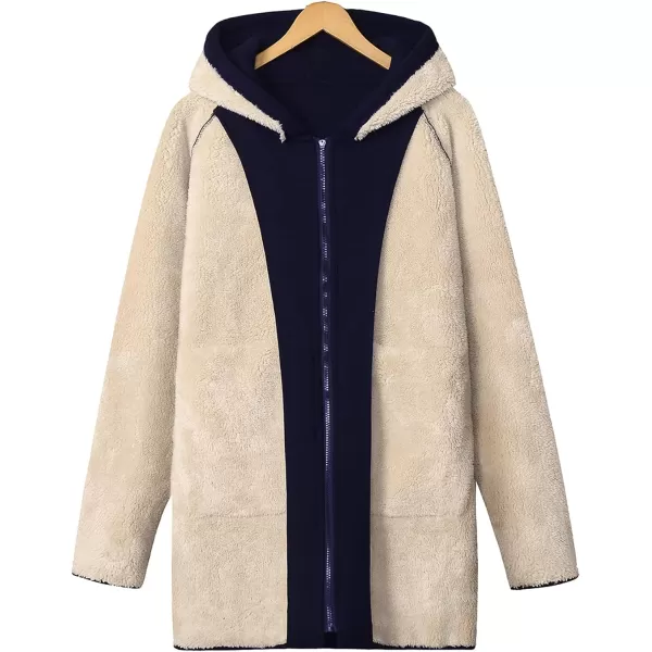 Gihuo Women's Winter Coat Sherpa Lined Zip Hoodie Long Sweatshirt