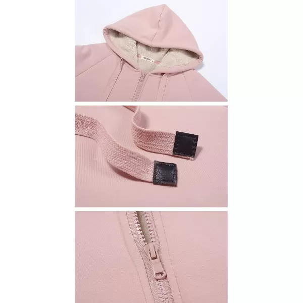 Gihuo Women's Winter Coat Sherpa Lined Zip Hoodie Long Sweatshirt