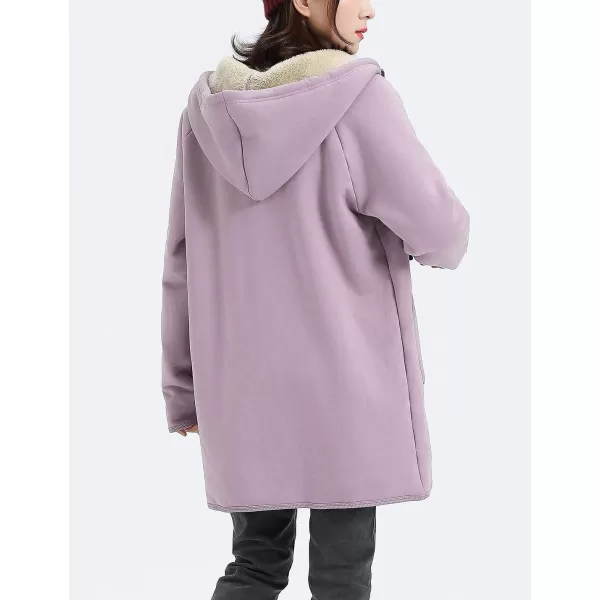 Gihuo Women's Winter Coat Sherpa Lined Zip Hoodie Long Sweatshirt
