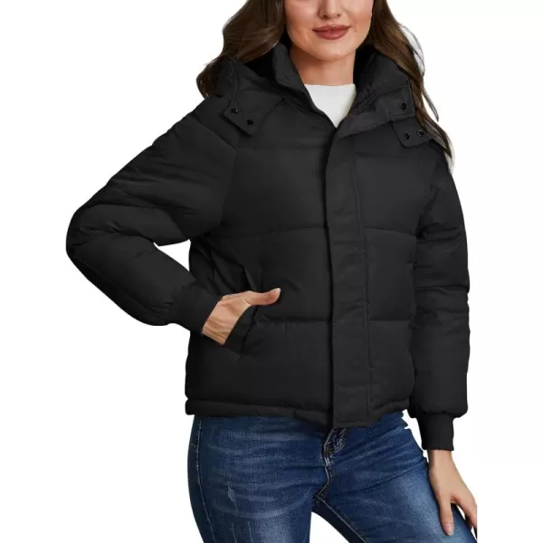 Gihuo Women's Winter Puffer Jacket Hooded Zip Up Quilted Jackets Warm Oversized Padded Coat