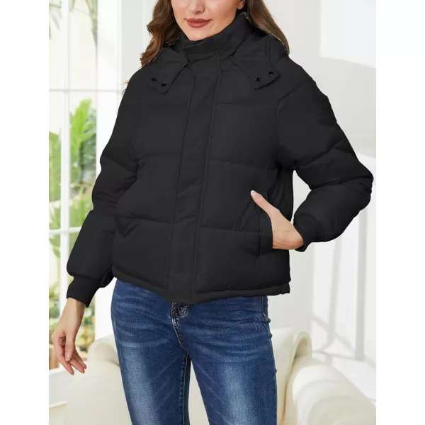 Gihuo Women's Winter Puffer Jacket Hooded Zip Up Quilted Jackets Warm Oversized Padded Coat