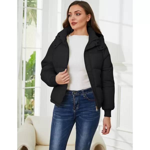 Gihuo Women's Winter Puffer Jacket Hooded Zip Up Quilted Jackets Warm Oversized Padded Coat