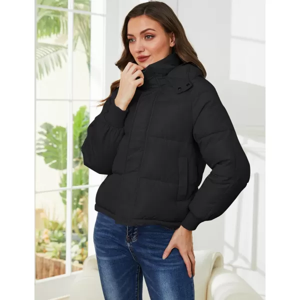 Gihuo Women's Winter Puffer Jacket Hooded Zip Up Quilted Jackets Warm Oversized Padded Coat