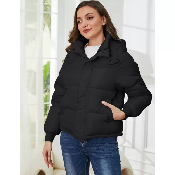 Gihuo Women's Winter Puffer Jacket Hooded Zip Up Quilted Jackets Warm Oversized Padded Coat