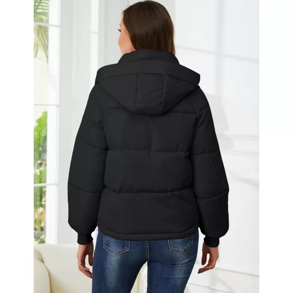 Gihuo Women's Winter Puffer Jacket Hooded Zip Up Quilted Jackets Warm Oversized Padded Coat