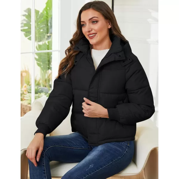 Gihuo Women's Winter Puffer Jacket Hooded Zip Up Quilted Jackets Warm Oversized Padded Coat