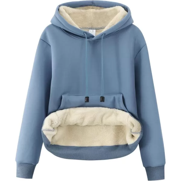 Gihuo Women's Winter Warm Hoodie Sherpa Fleece Lined Pullover Hoodie Hooded Sweatshirt