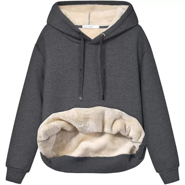 Gihuo Women's Winter Warm Hoodie Sherpa Fleece Lined Pullover Hoodie Hooded Sweatshirt
