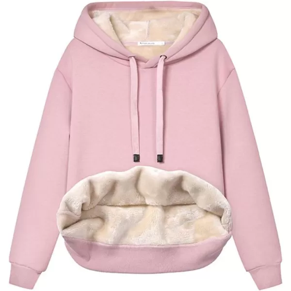 Gihuo Women's Winter Warm Hoodie Sherpa Fleece Lined Pullover Hoodie Hooded Sweatshirt