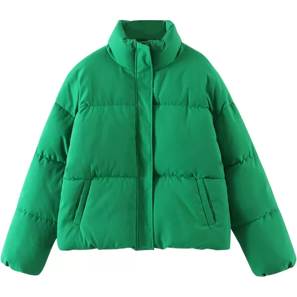 Gihuo Women's Winter Warm Puffer Jacket Stand Collar Baggy Zip Up Short Quilted Jacket Outerwear