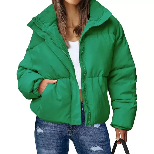 Gihuo Women's Winter Warm Puffer Jacket Stand Collar Baggy Zip Up Short Quilted Jacket Outerwear
