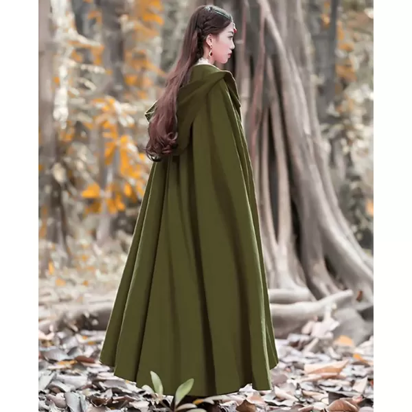 Gihuo Women's Wool Blend Hooded Cape Poncho Maxi Cloak Coat