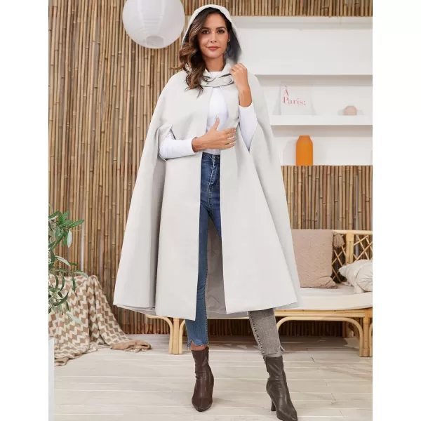 Gihuo Women's Wool Blend Hooded Cape Poncho Maxi Cloak Coat