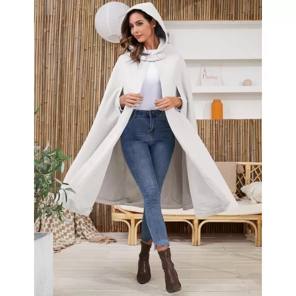 Gihuo Women's Wool Blend Hooded Cape Poncho Maxi Cloak Coat