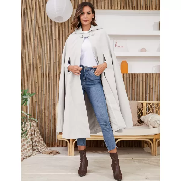 Gihuo Women's Wool Blend Hooded Cape Poncho Maxi Cloak Coat