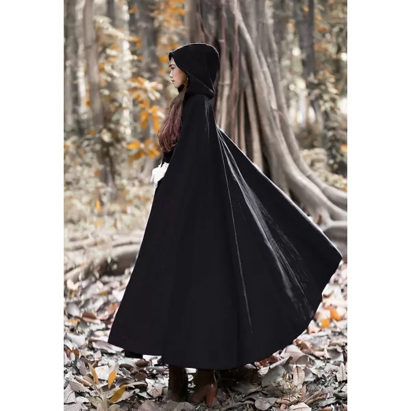 Gihuo Women's Wool Blend Hooded Cape Poncho Maxi Cloak Coat