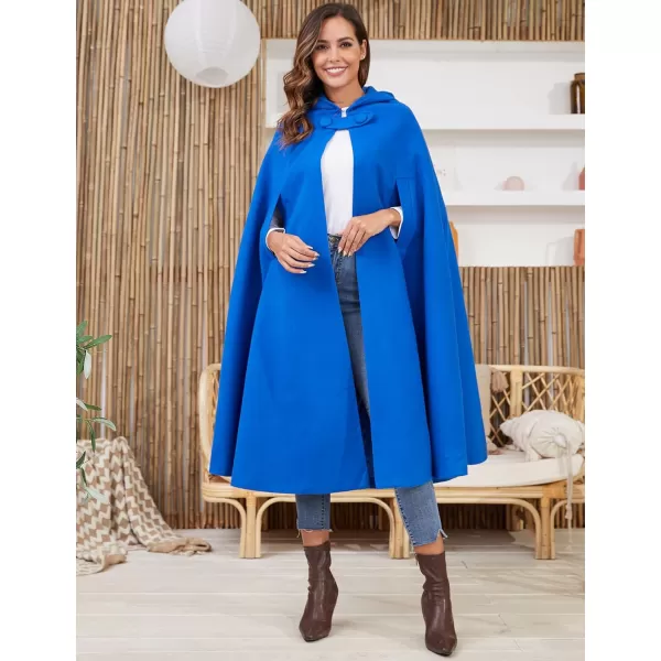 Gihuo Women's Wool Blend Hooded Cape Poncho Maxi Cloak Coat