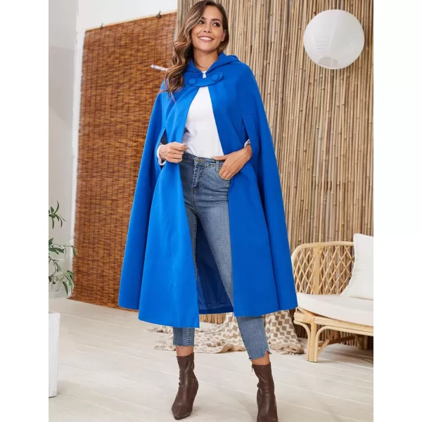 Gihuo Women's Wool Blend Hooded Cape Poncho Maxi Cloak Coat