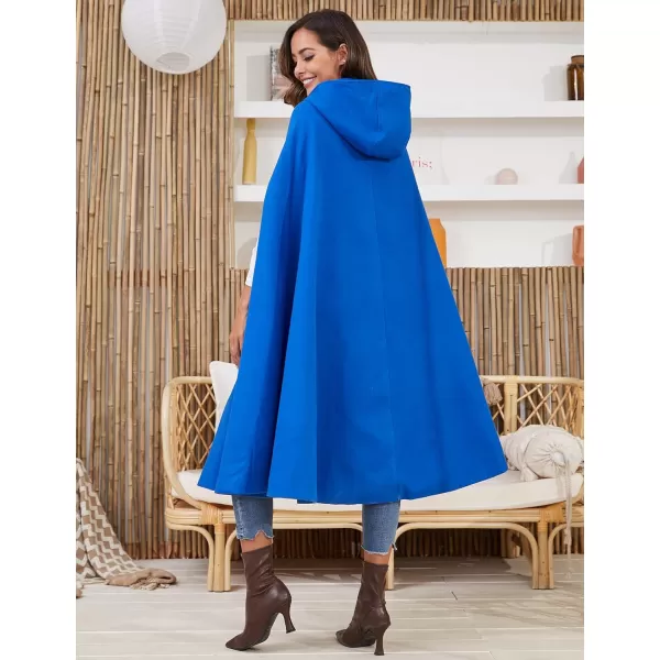 Gihuo Women's Wool Blend Hooded Cape Poncho Maxi Cloak Coat