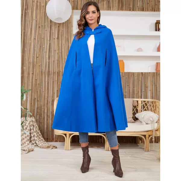Gihuo Women's Wool Blend Hooded Cape Poncho Maxi Cloak Coat