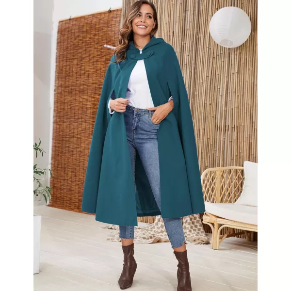 Gihuo Women's Wool Blend Hooded Cape Poncho Maxi Cloak Coat