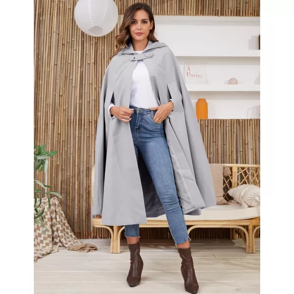 Gihuo Women's Wool Blend Hooded Cape Poncho Maxi Cloak Coat