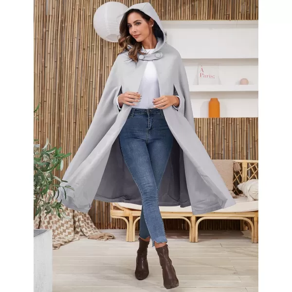 Gihuo Women's Wool Blend Hooded Cape Poncho Maxi Cloak Coat