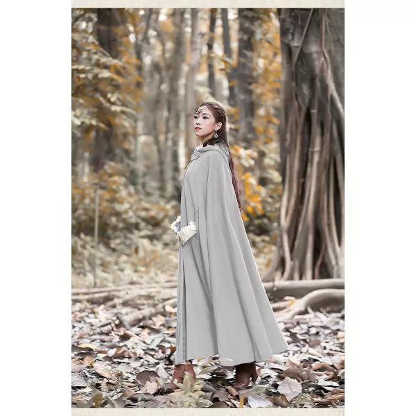 Gihuo Women's Wool Blend Hooded Cape Poncho Maxi Cloak Coat