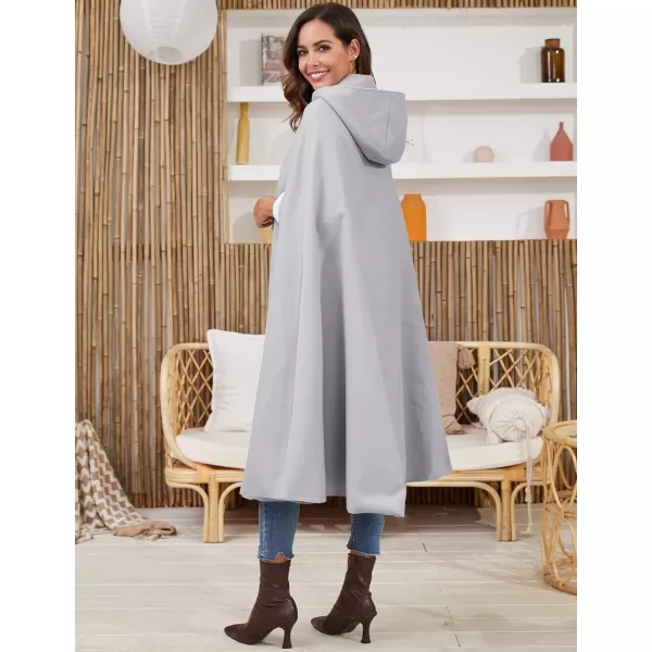 Gihuo Women's Wool Blend Hooded Cape Poncho Maxi Cloak Coat