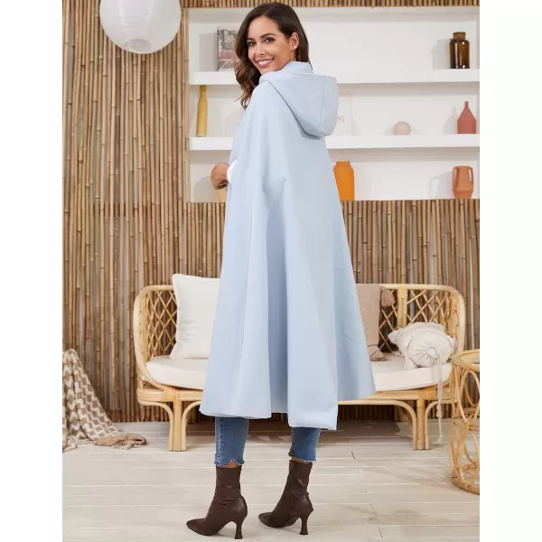 Gihuo Women's Wool Blend Hooded Cape Poncho Maxi Cloak Coat