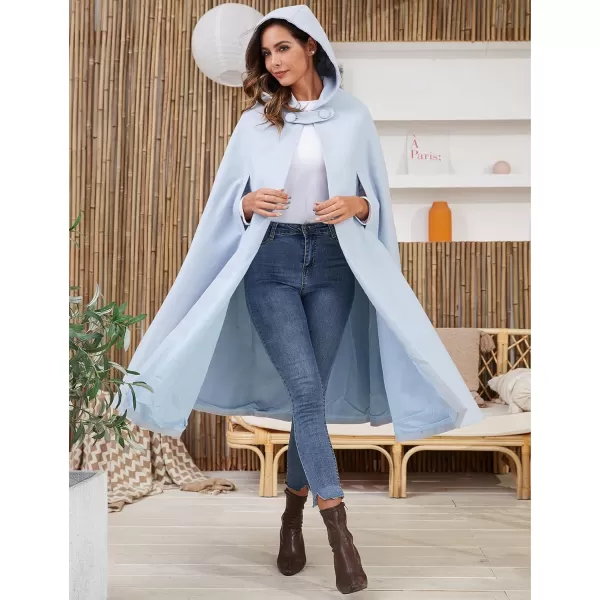 Gihuo Women's Wool Blend Hooded Cape Poncho Maxi Cloak Coat