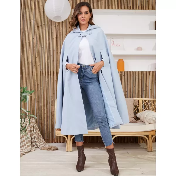 Gihuo Women's Wool Blend Hooded Cape Poncho Maxi Cloak Coat