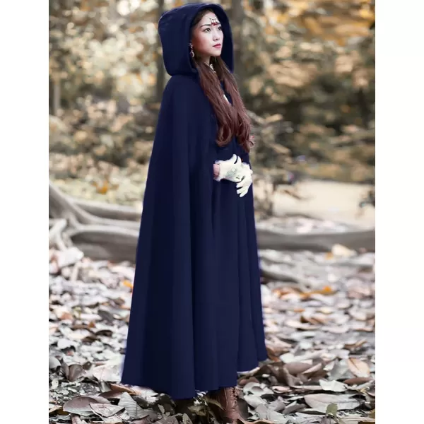 Gihuo Women's Wool Blend Hooded Cape Poncho Maxi Cloak Coat
