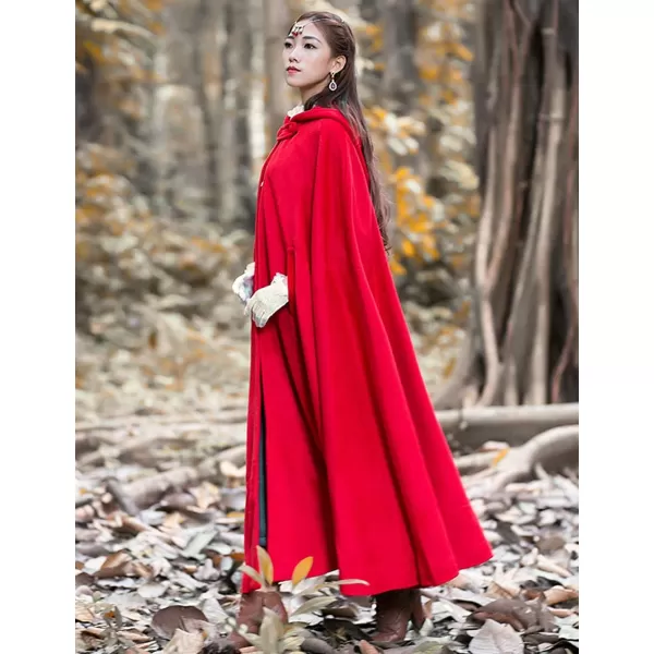Gihuo Women's Wool Blend Hooded Cape Poncho Maxi Cloak Coat