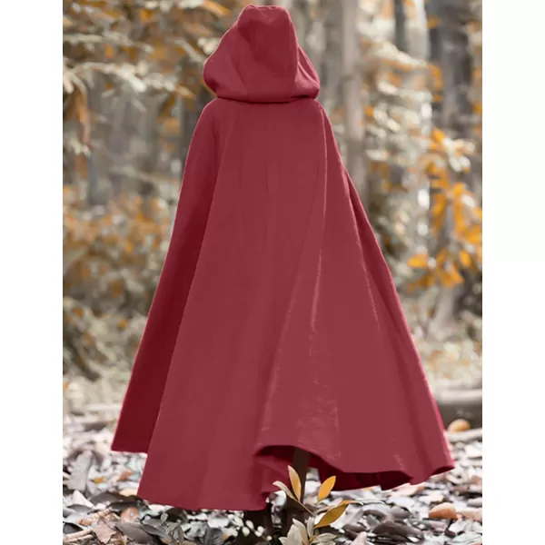 Gihuo Women's Wool Blend Hooded Cape Poncho Maxi Cloak Coat