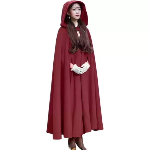 Gihuo Women's Wool Blend Hooded Cape Poncho Maxi Cloak Coat