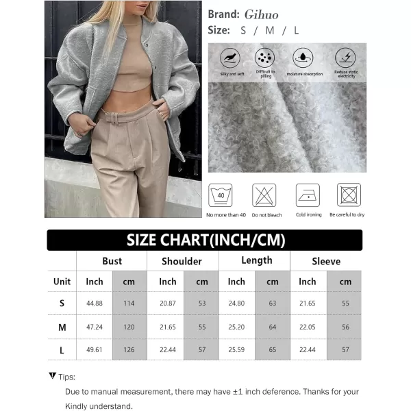 Gihuo Women's Oversized Wool Blend Jackets Button Down Casual Varsity Jacket with Pockets 2023