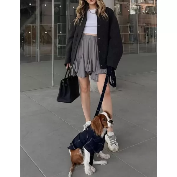 Gihuo Women's Oversized Wool Blend Jackets Button Down Casual Varsity Jacket with Pockets 2023