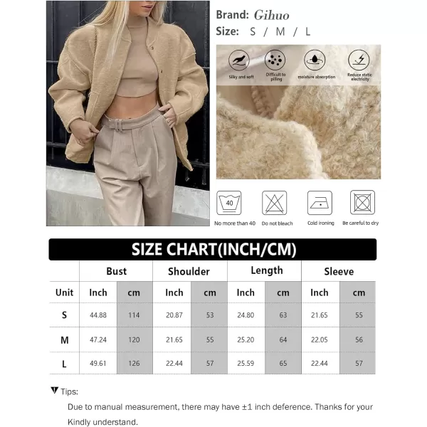 Gihuo Women's Oversized Wool Blend Jackets Button Down Casual Varsity Jacket with Pockets 2023