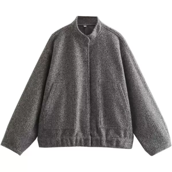 Gihuo Women's Oversized Wool Blend Jackets Button Down Casual Varsity Jacket with Pockets 2023