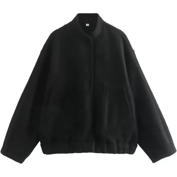 Gihuo Women's Oversized Wool Blend Jackets Button Down Casual Varsity Jacket with Pockets 2023