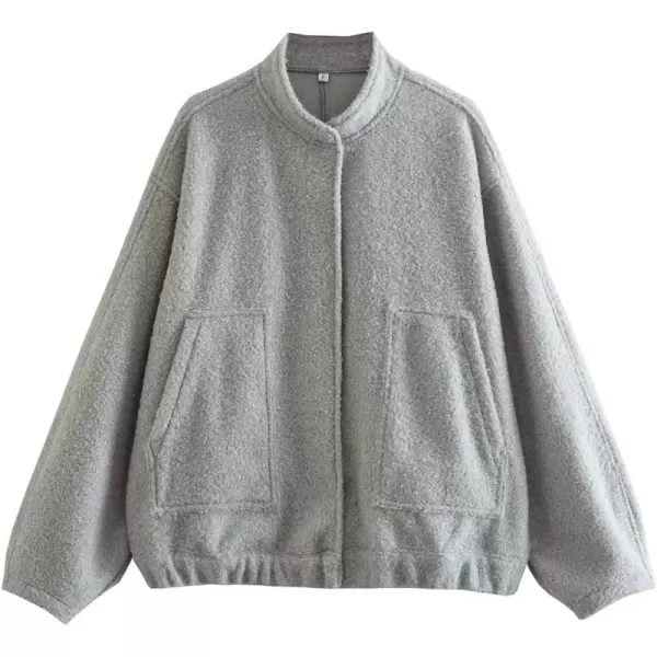 Gihuo Women's Oversized Wool Blend Jackets Button Down Casual Varsity Jacket with Pockets 2023