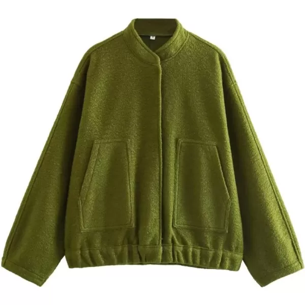 Gihuo Women's Oversized Wool Blend Jackets Button Down Casual Varsity Jacket with Pockets 2023