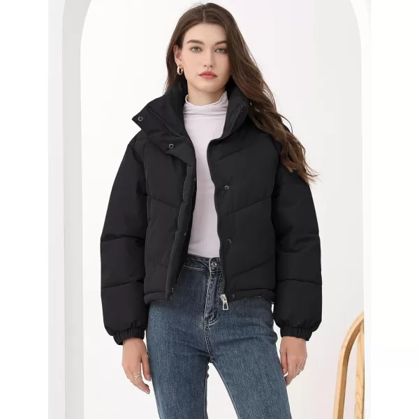 Gihuo Women's Oversized Puffer Jacket Long Sleeve Zip Up Stand Collar Winter Coats Quilted Padded Outerwear