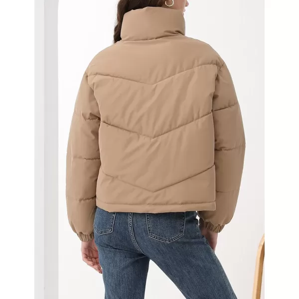 Gihuo Women's Oversized Puffer Jacket Long Sleeve Zip Up Stand Collar Winter Coats Quilted Padded Outerwear